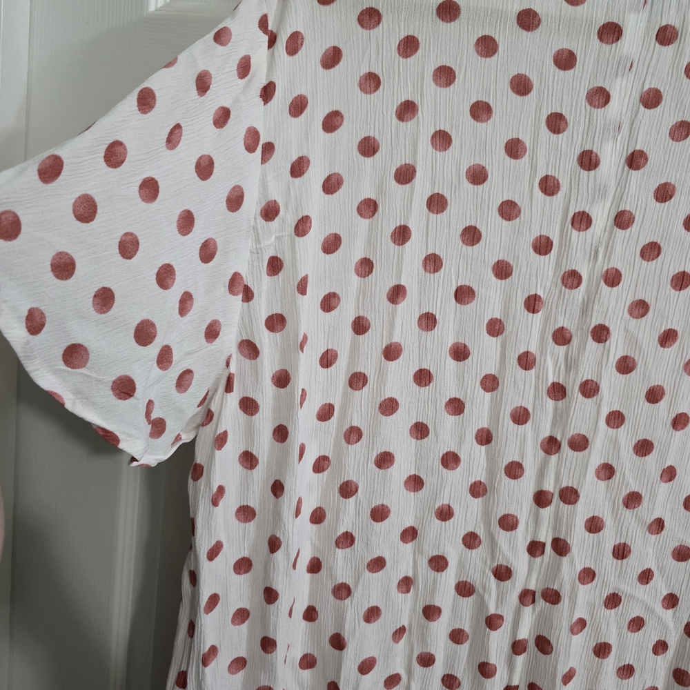 Lane Bryant White Blouse with Pink Dots - Picture 8 of 8